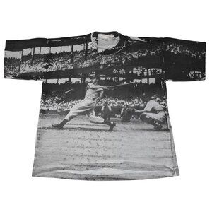Vintage 90s Joe DiMaggio New York Yankees AOP All Over Print T-Shirt Men's Large